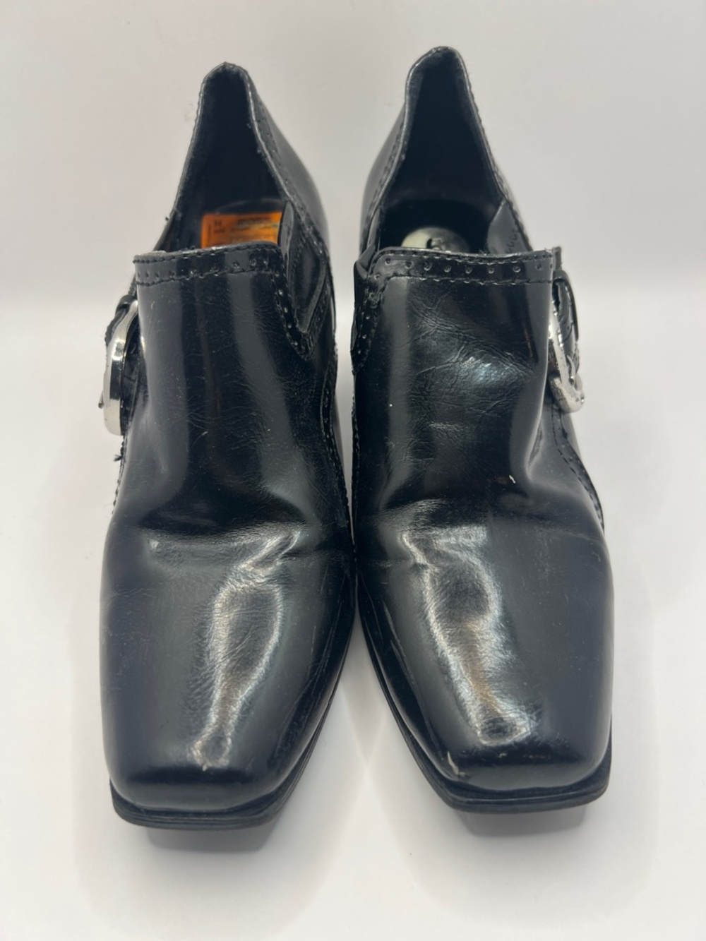 Etienne Aigner Black Patent Leather Mid Heels
